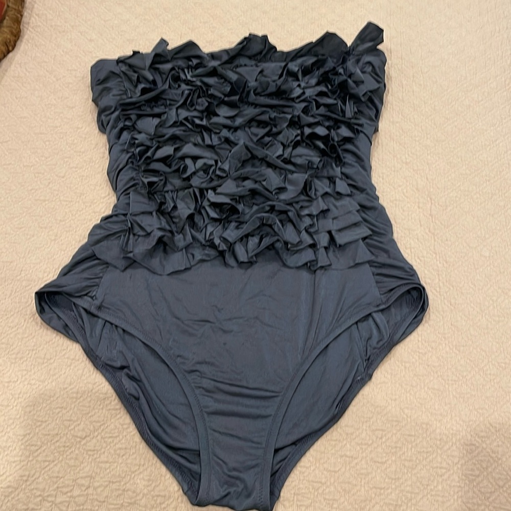 Vintage J Crew strapless one piece! Stunning in slate gray. 🩶🩶🩶